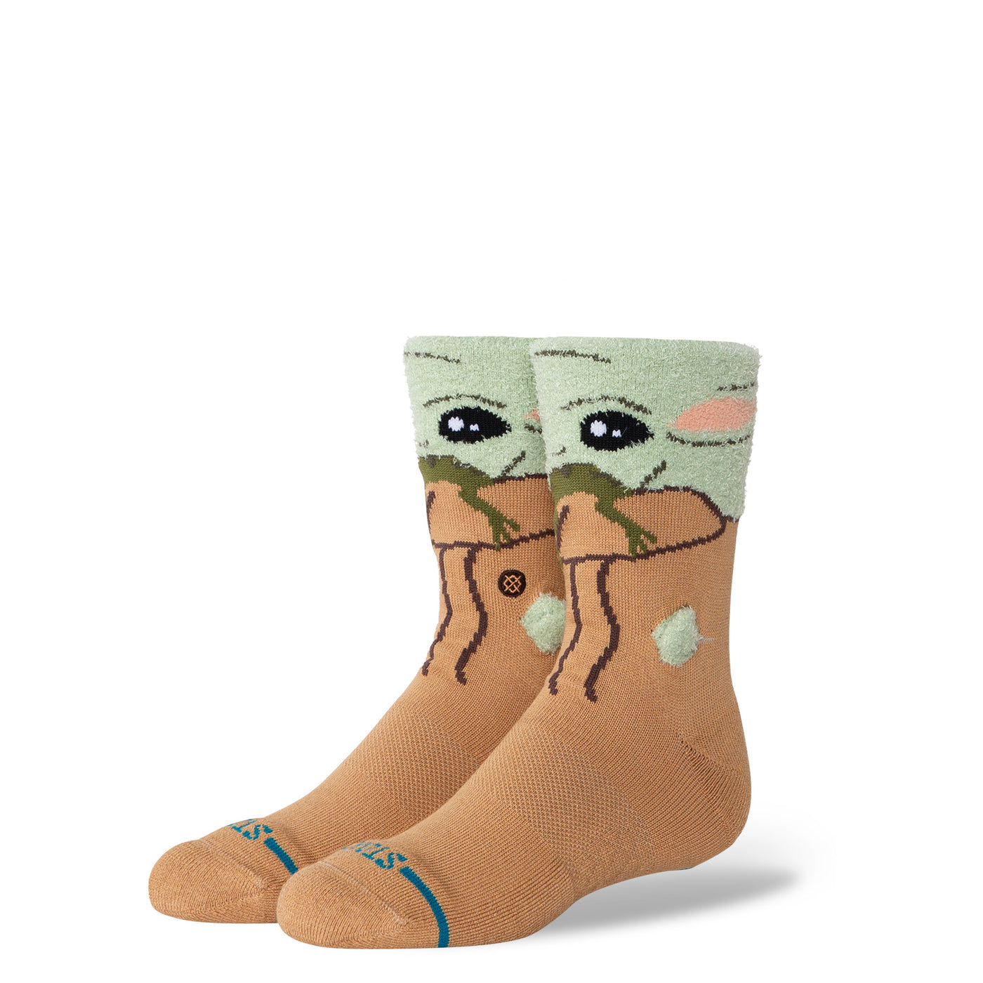 Star Wars Grogu Hungry Green Poly Fuzzy Crew Socks