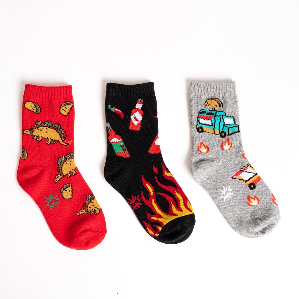 Tacosaurus Junior Crew Socks 3-Pack | Kids' - Knock Your Socks Off