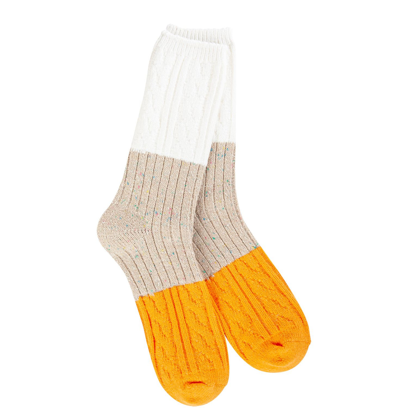 Taupe Multi Weekend Confetti Cable Crew | Women's - Knock Your Socks Off