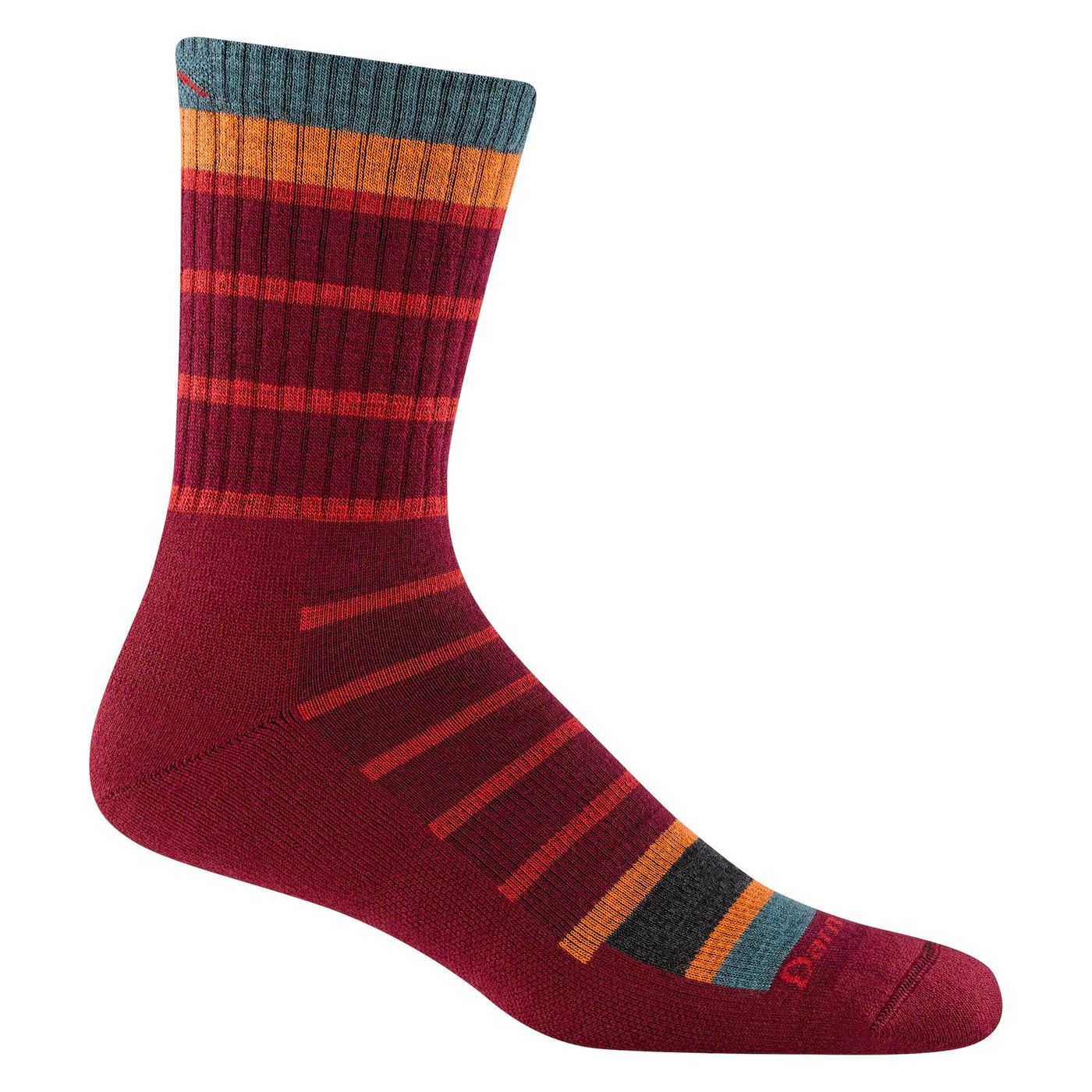 Via Ferrata Micro Crew Midweight With Cushion Burgundy | Men's - Knock Your Socks Off
