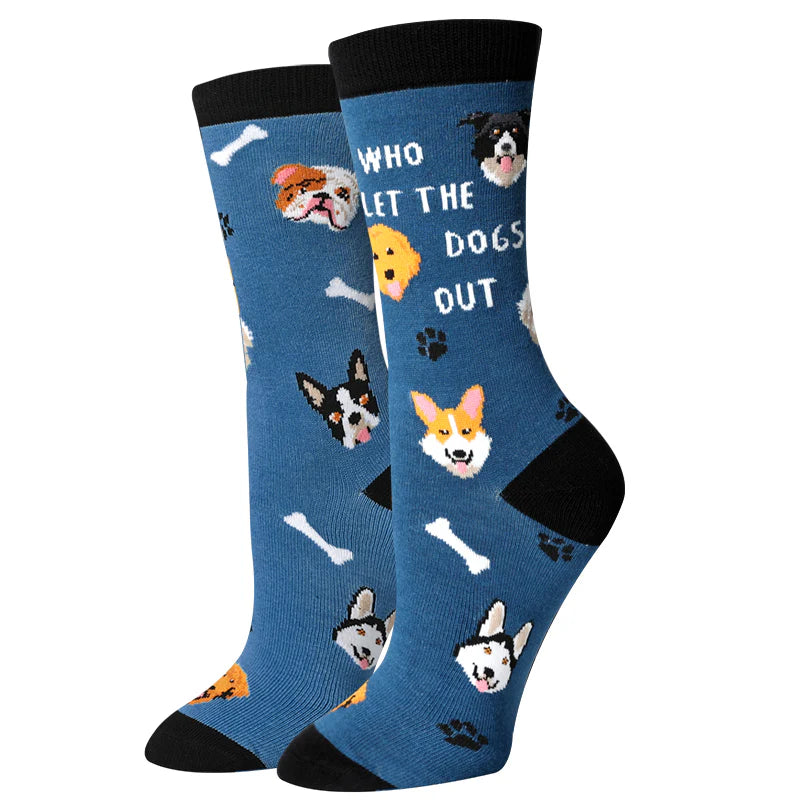 Who Let The Dogs Out? Crew Socks | Women's - Knock Your Socks Off