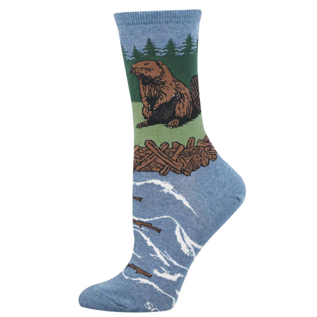Beaver - Blue Heather Women's Crew Socks