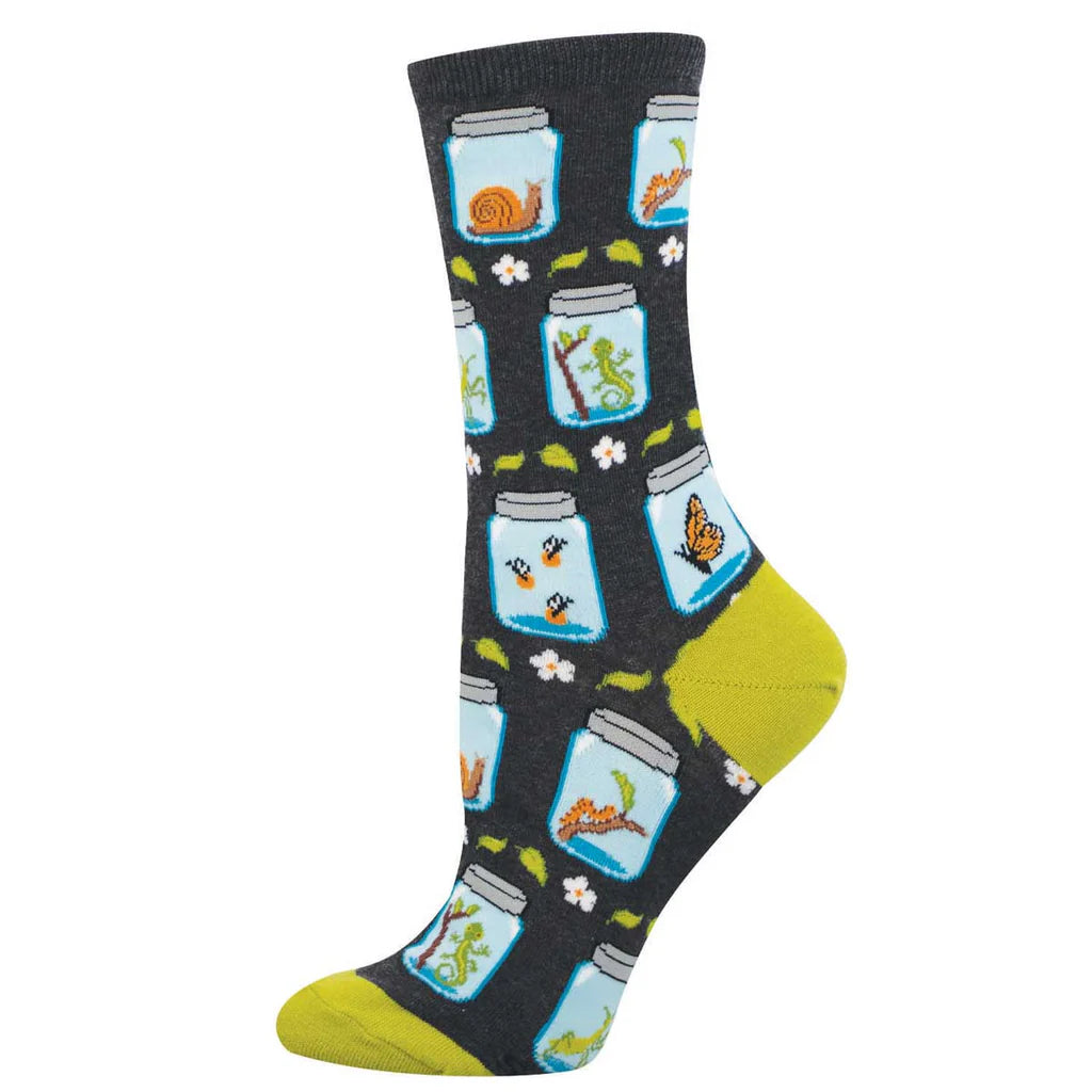 Bugs in jars - Charcoal Heather Women's Crew Socks