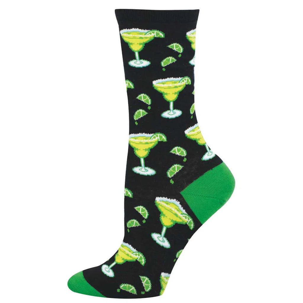 Margarita and Lime - Black Women's Crew Socks