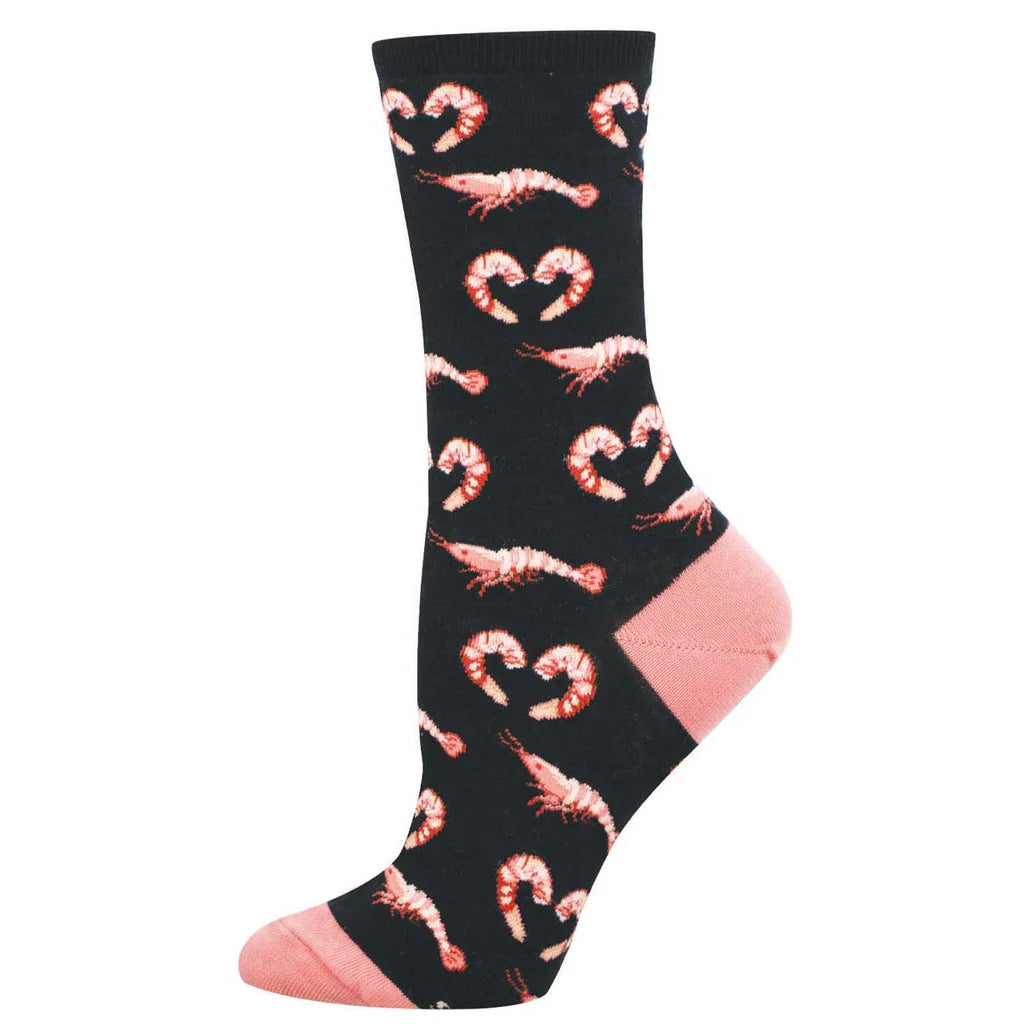 Shrimpy Love - Black Women's Crew Socks