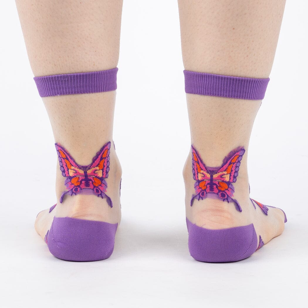 You Are Flutterly Fabulous Sheer Crew Socks | Women's - Knock Your Socks Off