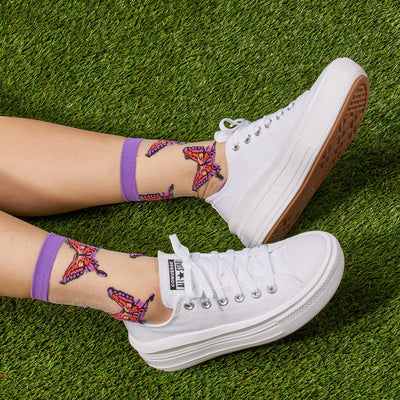 You Are Flutterly Fabulous Sheer Crew Socks | Women's - Knock Your Socks Off