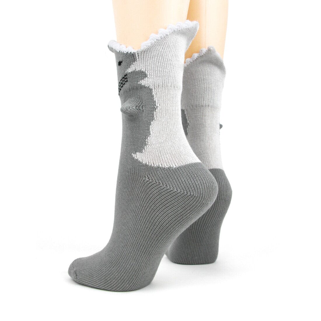 3D Great White Crew Socks | Women's - Knock Your Socks Off
