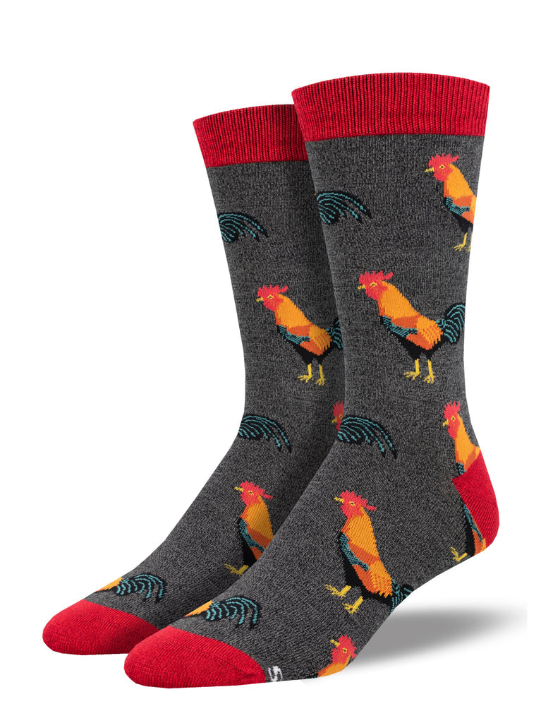 Bamboo Flock Of Roosters Crew Socks | Men's - Knock Your Socks Off
