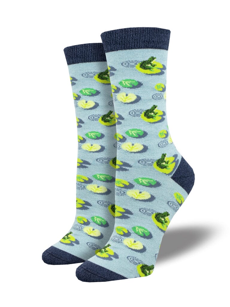 Bamboo "Leaping Lily Pads" Crew Socks | Women's - Knock Your Socks Off