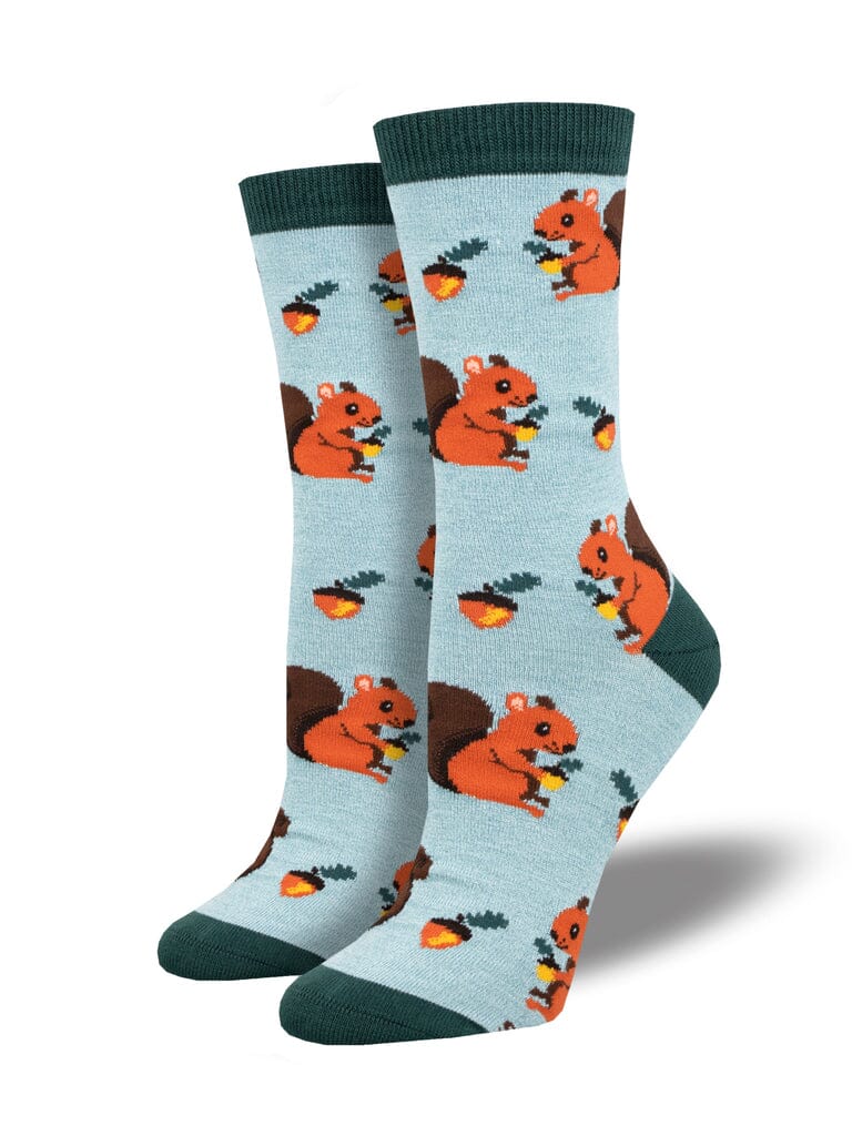 Bamboo "Nuts for Squirrels" Crew Socks | Women's - Knock Your Socks Off