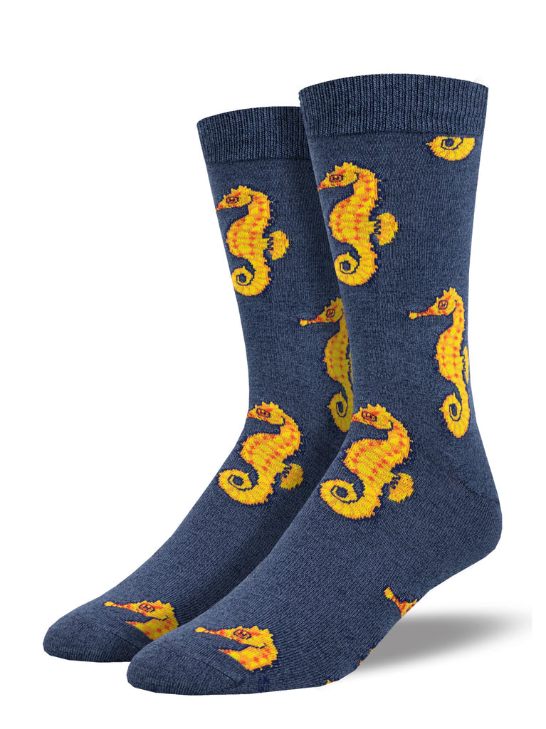 Bamboo Regal Seahorse Crew Socks | Men's - Knock Your Socks Off