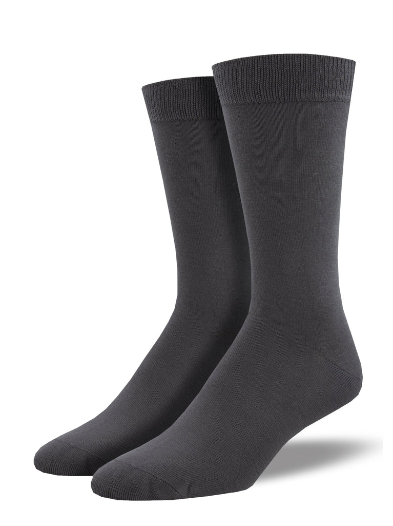 Bamboo Solid Charcoal Crew Socks | Men's - Knock Your Socks Off