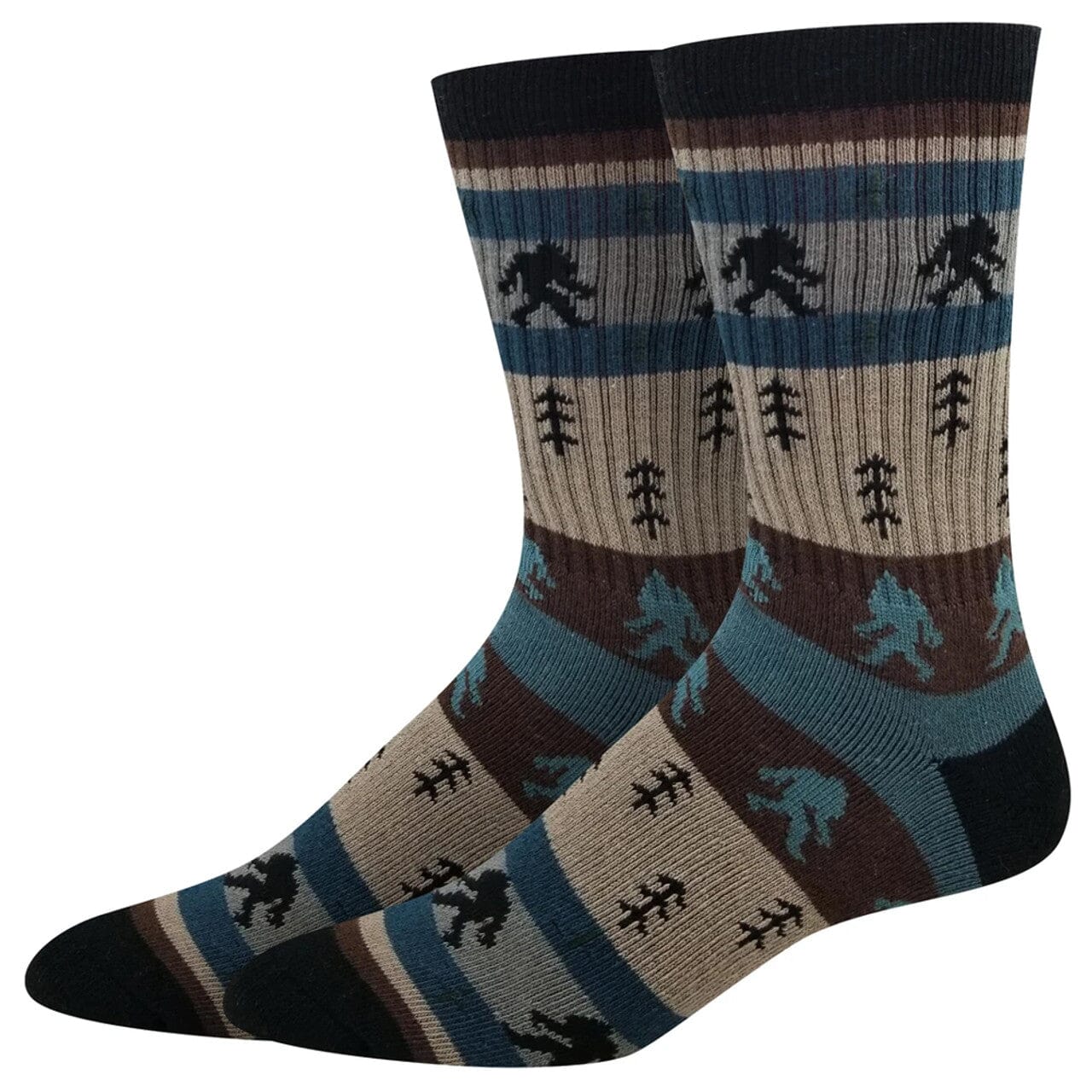 Bigfoot Stripe Blue Active Crew Socks | Men's - Knock Your Socks Off