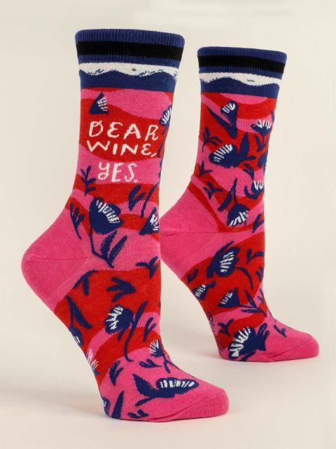 Blue Q - "Dear Wine, Yes" Crew Socks | Women's - Knock Your Socks Off
