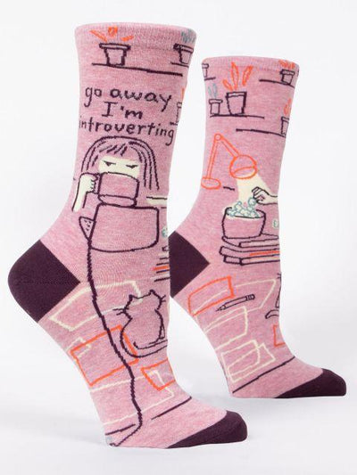 Blue Q - Go Away I'm Introverting Crew Socks | Women's - Knock Your Socks Off