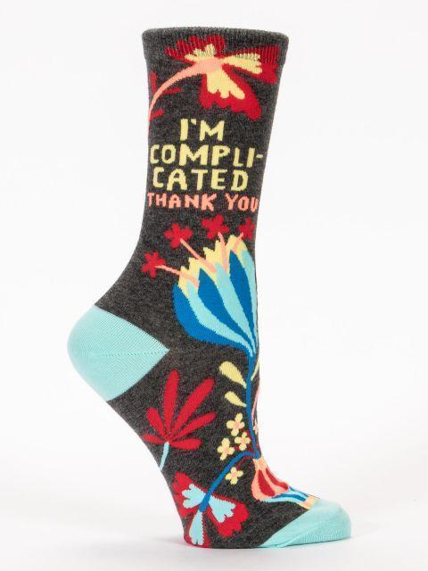 Blue Q - I'm Complicated Crew Socks | Women's - Knock Your Socks Off