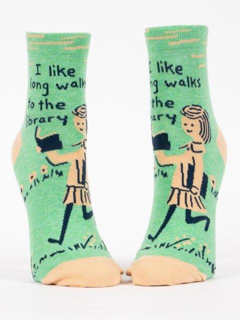 Blue Q - Long Walks to Library Ankle Socks | Women's - Knock Your Socks Off