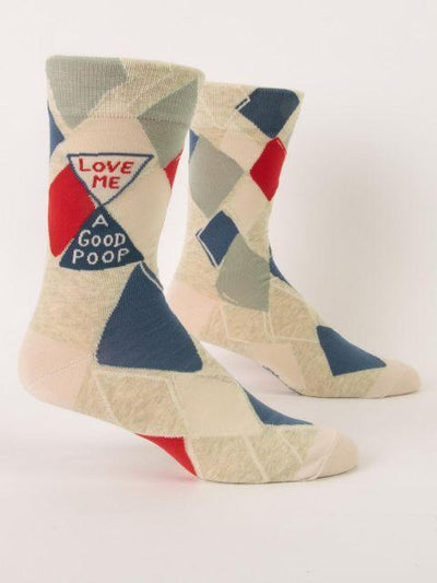 Blue Q - Love Me a Good Poop Crew Socks | Men's - Knock Your Socks Off