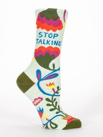 Blue Q - Stop Talking Crew Socks | Women's - Knock Your Socks Off