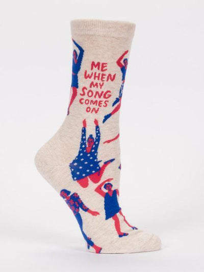 Blue Q - When My Song Comes On Crew Socks | Women's - Knock Your Socks Off