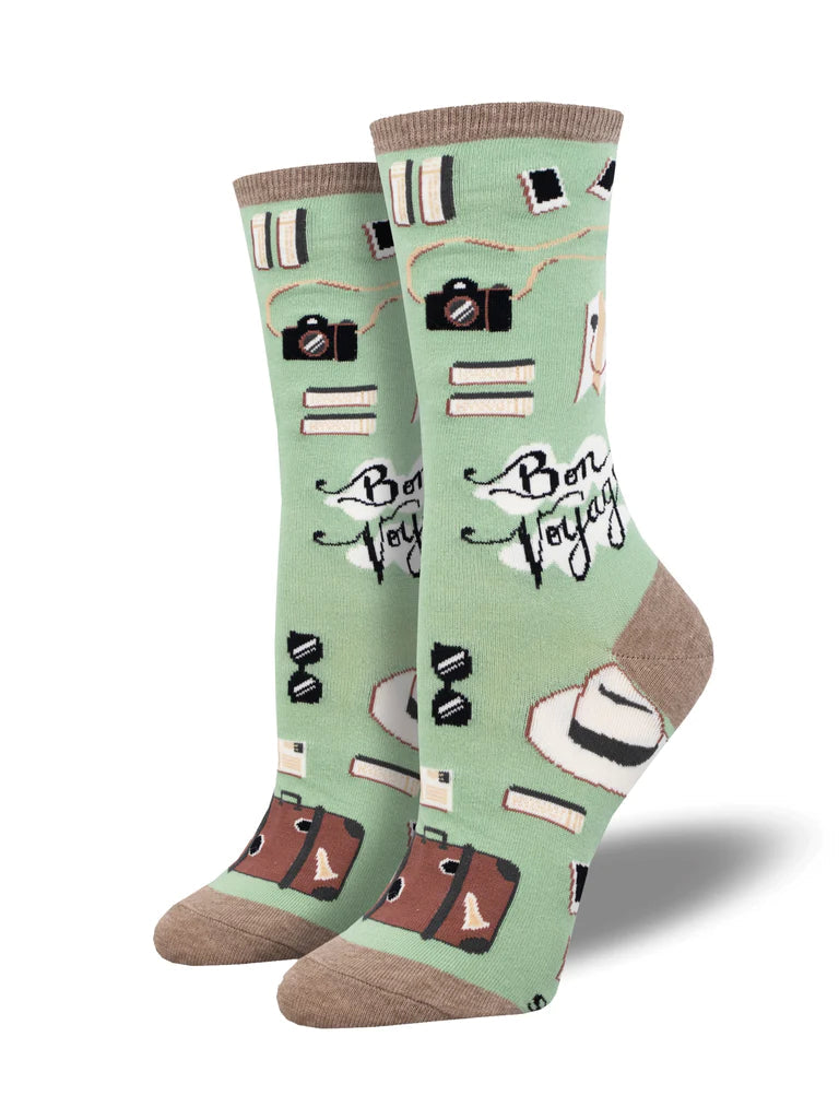 Bon Voyage Crew Socks | Women's - Knock Your Socks Off