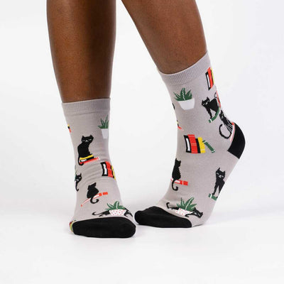 Booked for Meow Women's Crew Socks | Women's - Knock Your Socks Off