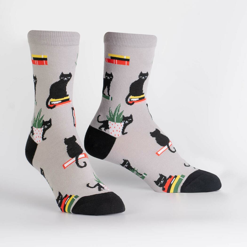 Booked for Meow Women's Crew Socks | Women's - Knock Your Socks Off
