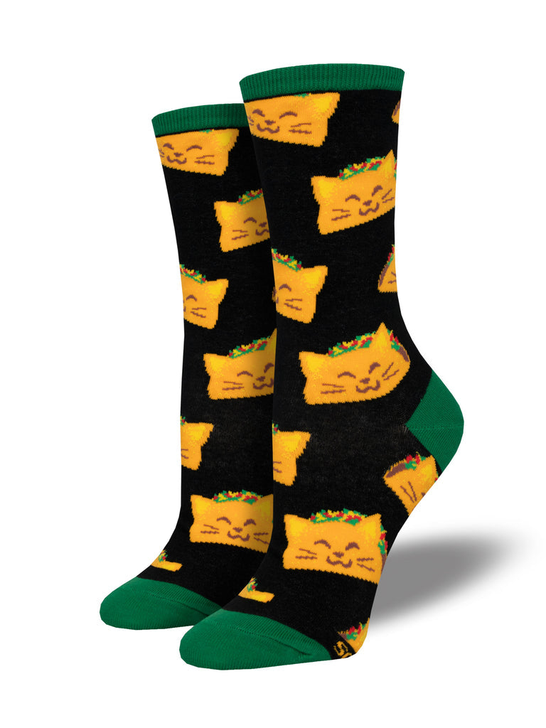 Cat Taco Crew Socks | Women's - Knock Your Socks Off