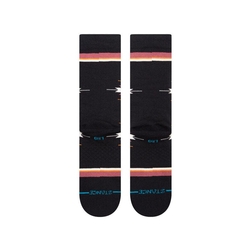 Reverse view of the Cloaked socks showing the back stripes and STANCE lettering near the toe