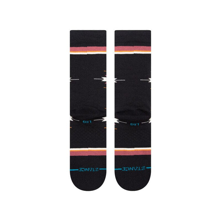 Reverse view of the Cloaked socks showing the back stripes and STANCE lettering near the toe
