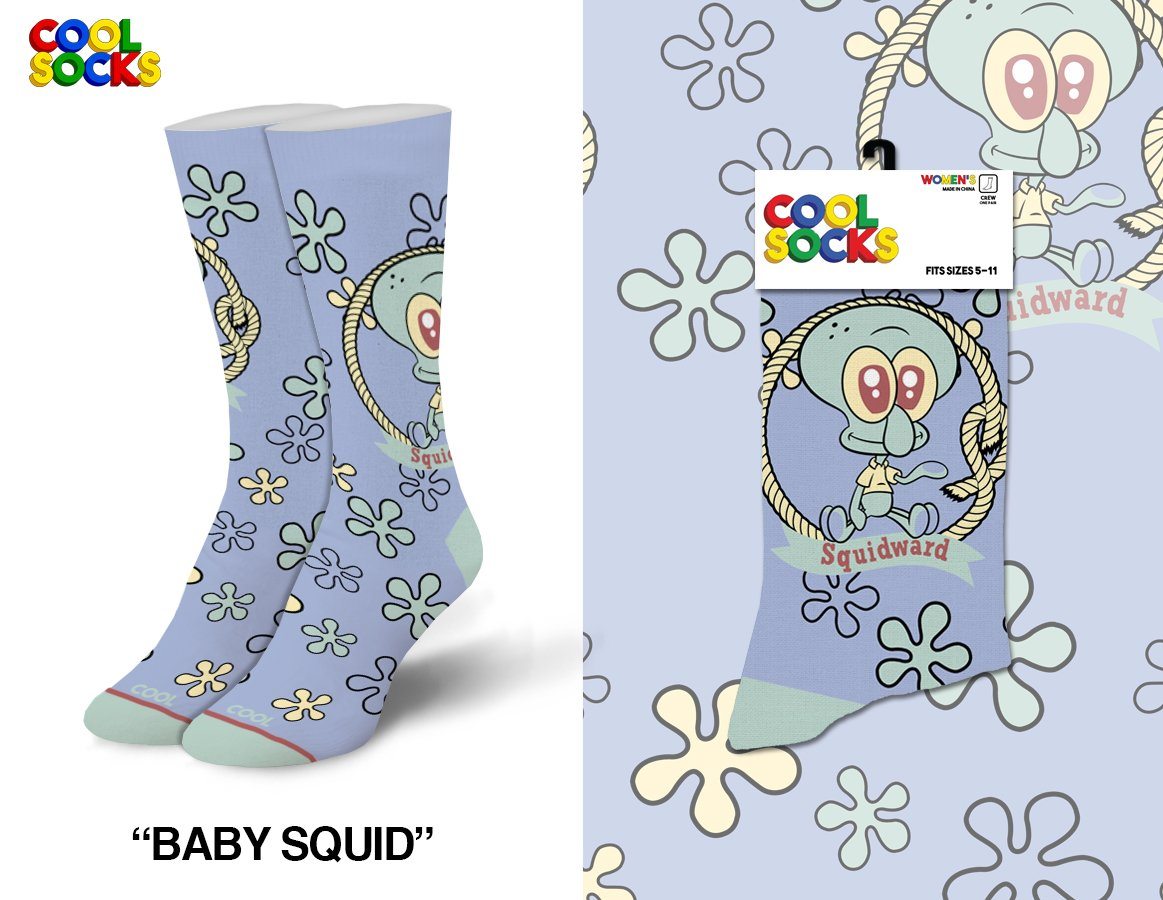 Cool Socks - Spongebob Squarepants: Baby Squidward Crew Socks | Women's - Knock Your Socks Off