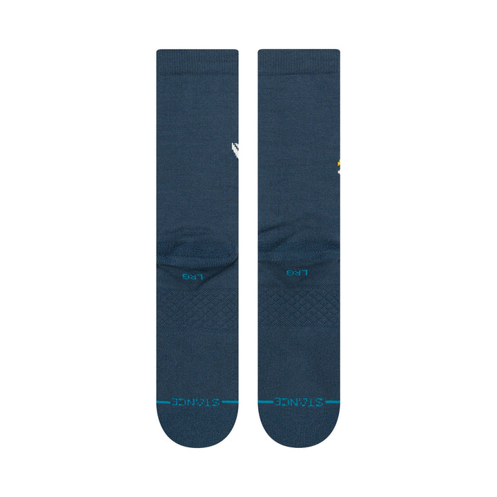 Plain navy underside view of the DJ Warrior crew socks with Stance branding