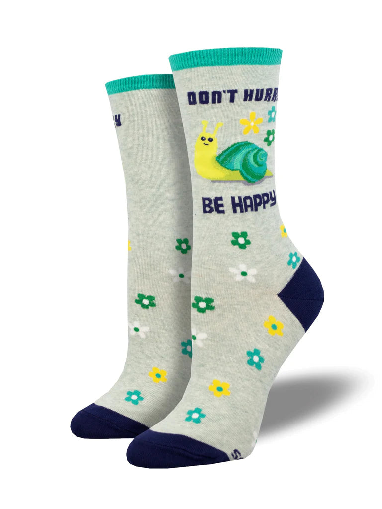 Don't Hurry Be Happy Crew Socks | Women's - Knock Your Socks Off