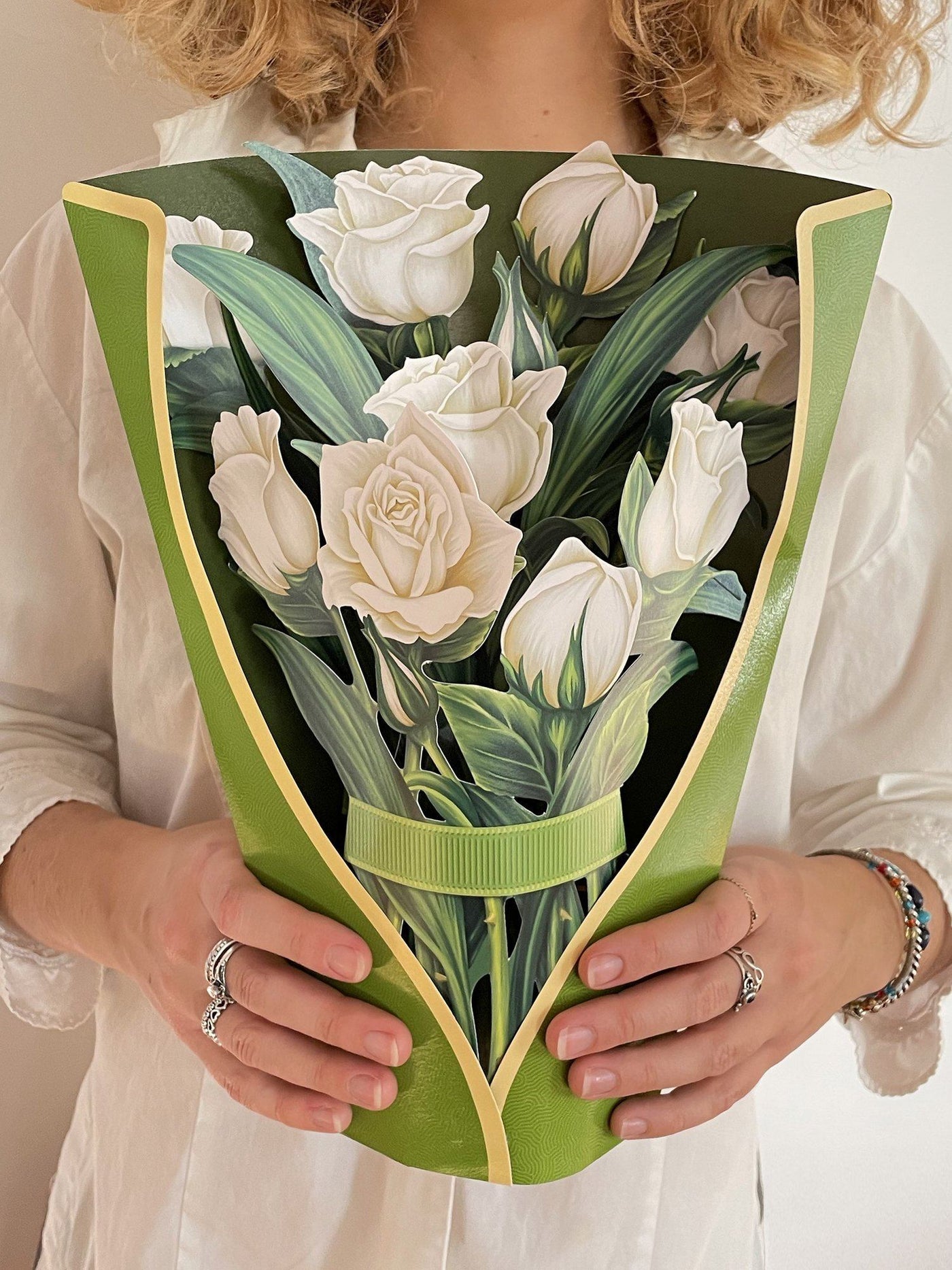 FCP - White Roses Paper Bouquet - Knock Your Socks Off