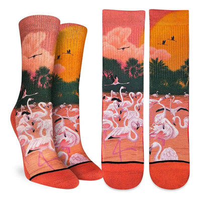 Flamingos in the Sunset Crew Socks | Women's - Knock Your Socks Off