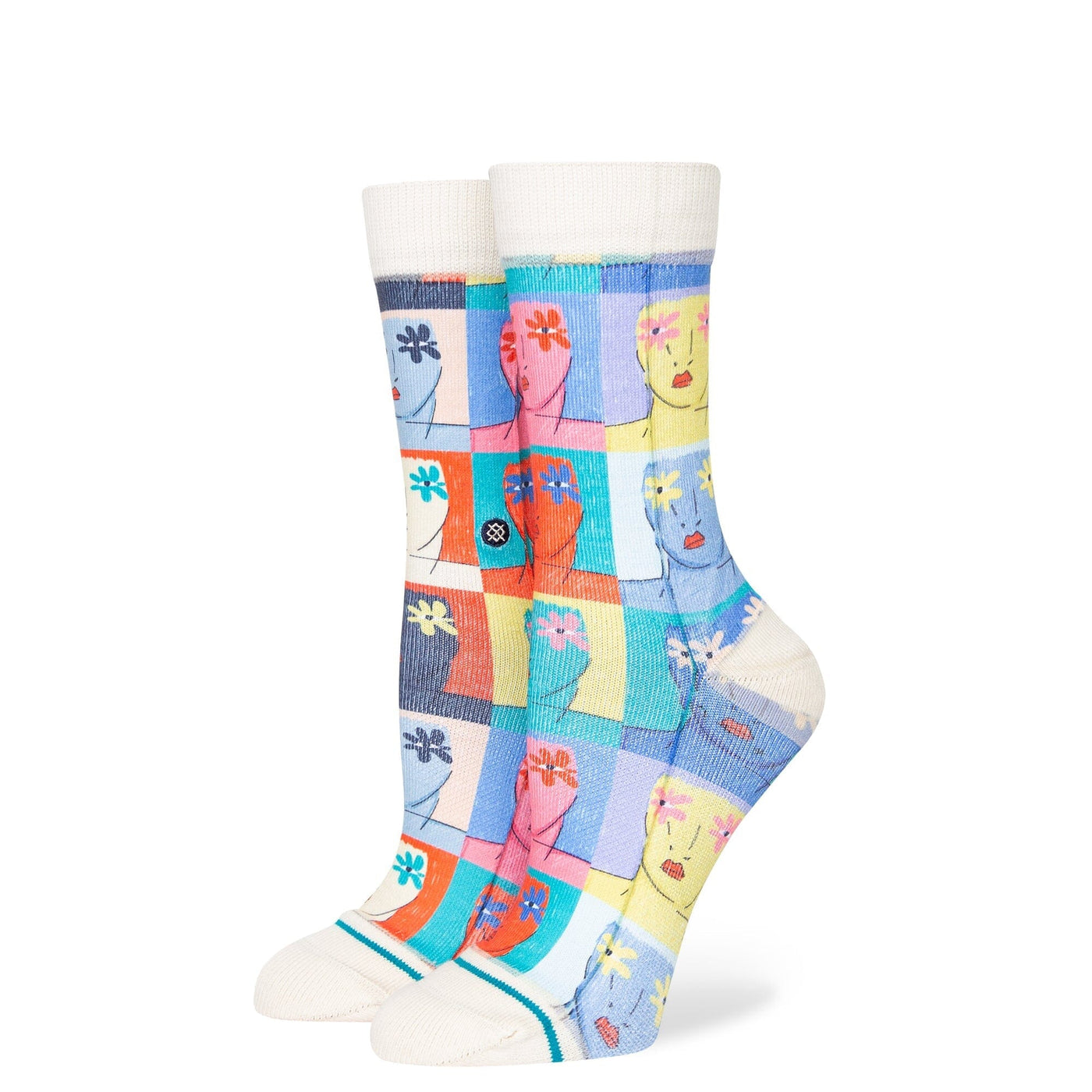 Flower Faces Crew Socks | Women's - Knock Your Socks Off