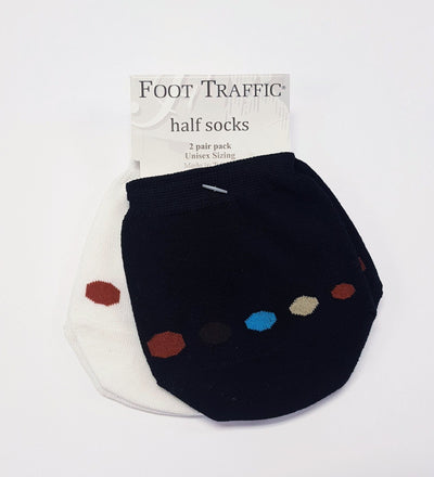 Foot Traffic - Cotton Half 2 Pack No Show Socks | Unisex - Knock Your Socks Off