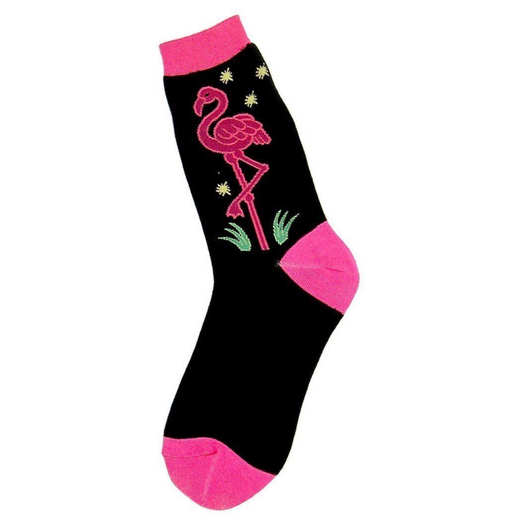 Foot Traffic - Neon Flamingo Crew Socks | Women's - Knock Your Socks Off