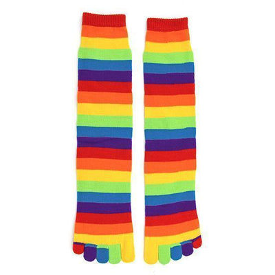 Foot Traffic - Rainbow Striped Knee High Toe Socks | Kids' - Knock Your Socks Off
