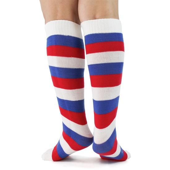 Foot Traffic - Red White Blue Striped Knee High Toe Socks | Women&