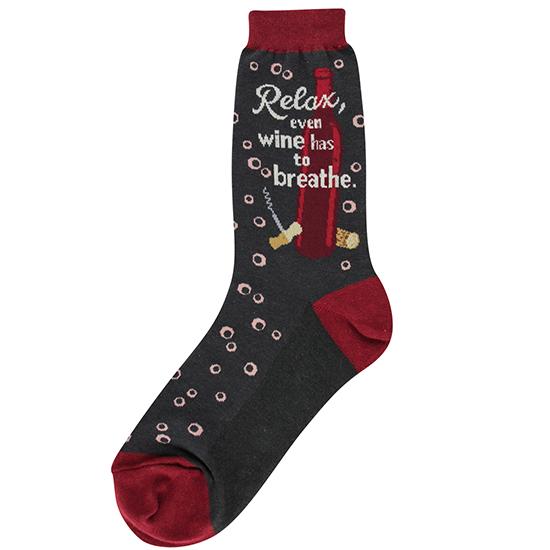 Foot Traffic - Relax Wine Crew Socks | Women's - Knock Your Socks Off