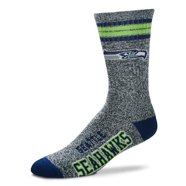 For Bare Feet - Marbled Seattle Seahawks NFL Crew Socks | Men's - Knock Your Socks Off
