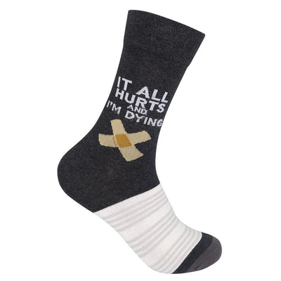 Funatic - It All Hurts and I'm Dying Crew Socks | Men's / Women's - Knock Your Socks Off