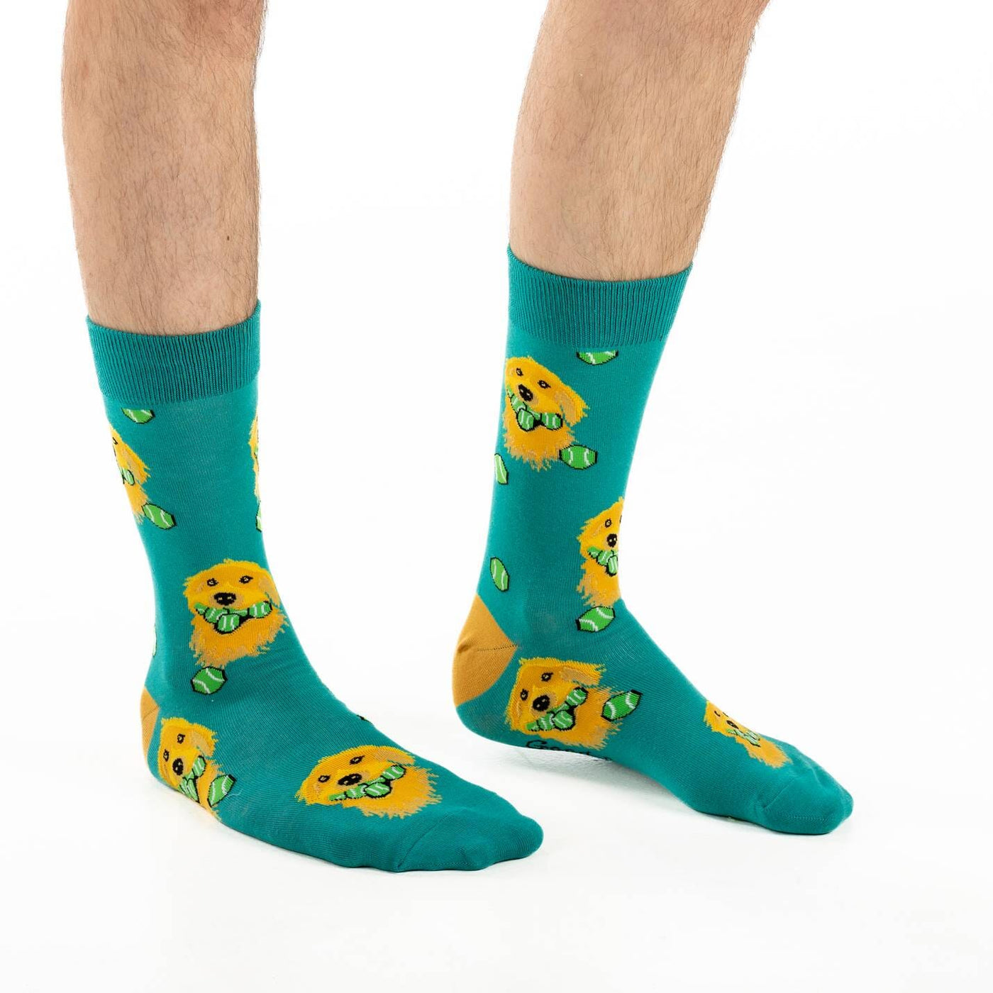 Golden Retriever with Tennis Balls Crew Socks | Men's - Knock Your Socks Off