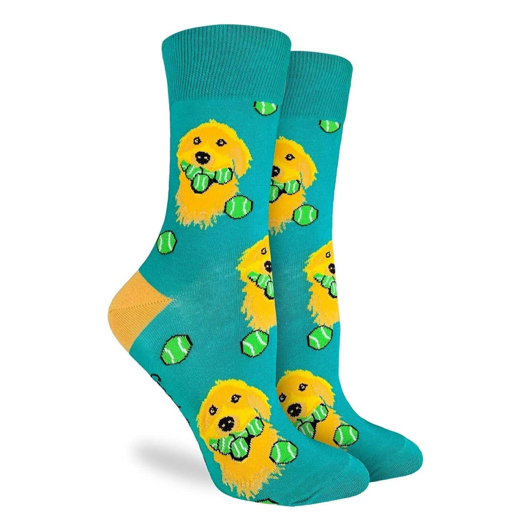 Golden Retriever with Tennis Balls Crew Socks | Women&