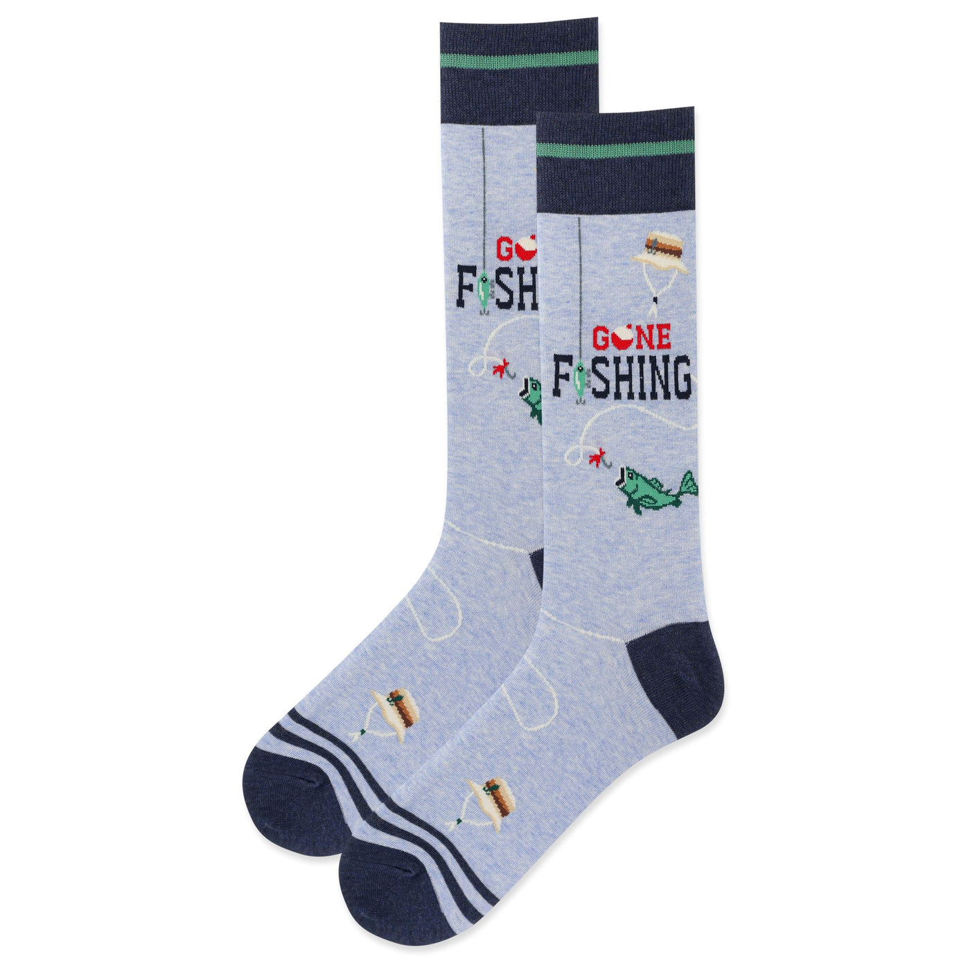 Gone Fishing Crew Socks | Men's - Knock Your Socks Off