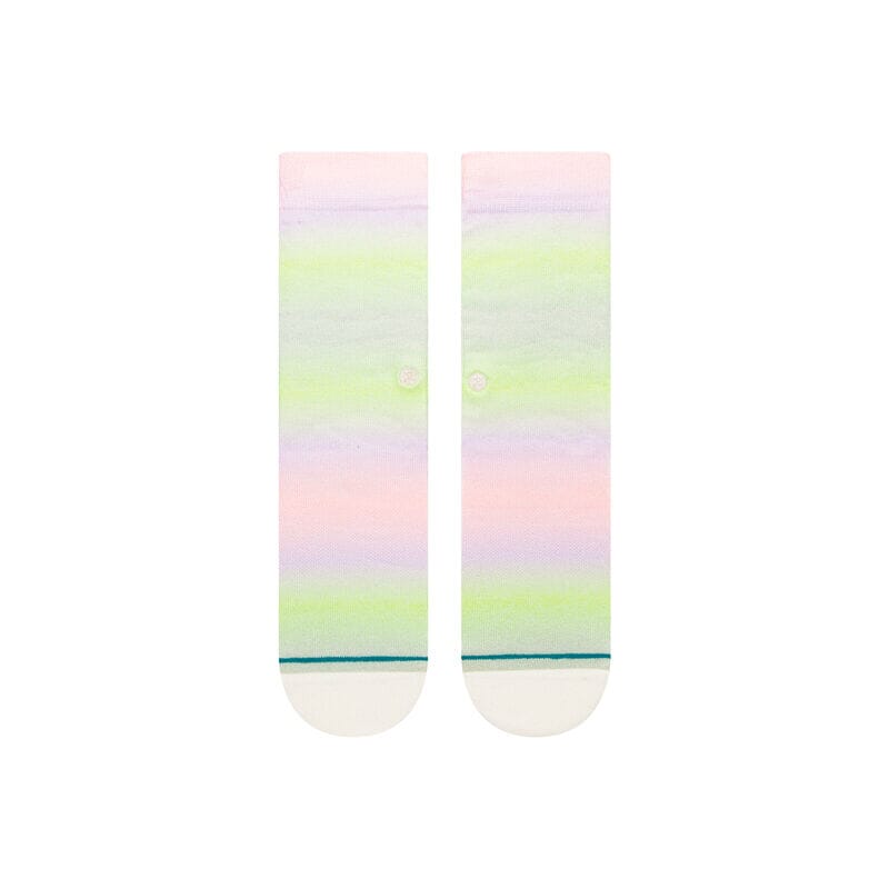 Top-down view of the pastel ombre socks showing the blended watercolor stripes of color
