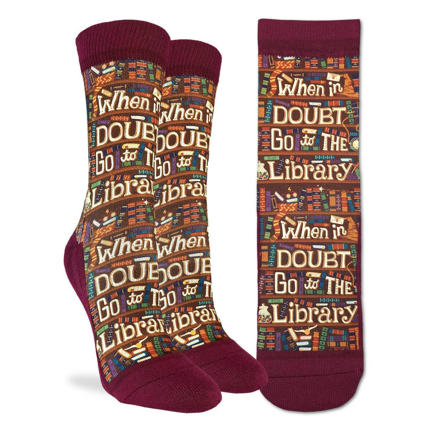 Good Luck Sock - Go to the Library Crew Socks | Women's - Knock Your Socks Off