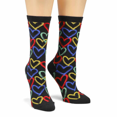 Graffiti Hearts Crew Socks | Women's - Knock Your Socks Off